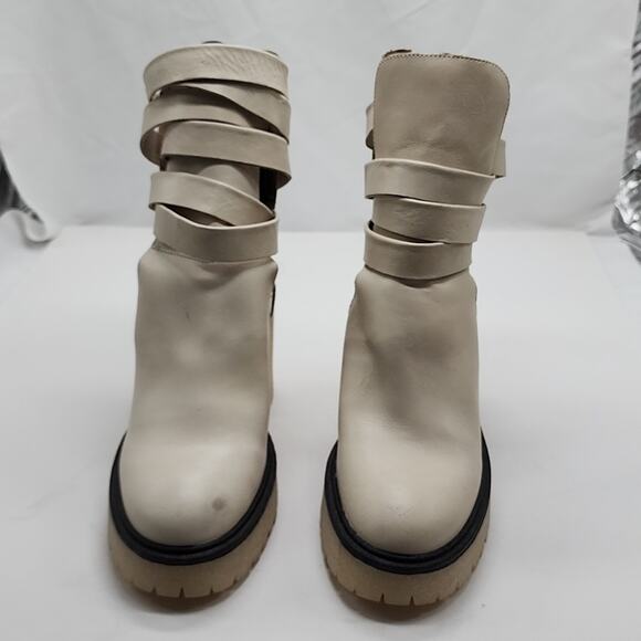 FREE PEOPLE JESSE CUTOUT LEATHER BOOTS WOMEN'S 36 CREAM - Picture 4 of 16